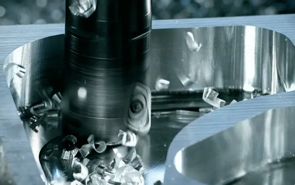 close up of milling aluminum