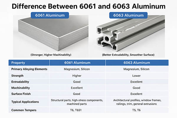 difference between 6061 and 6063