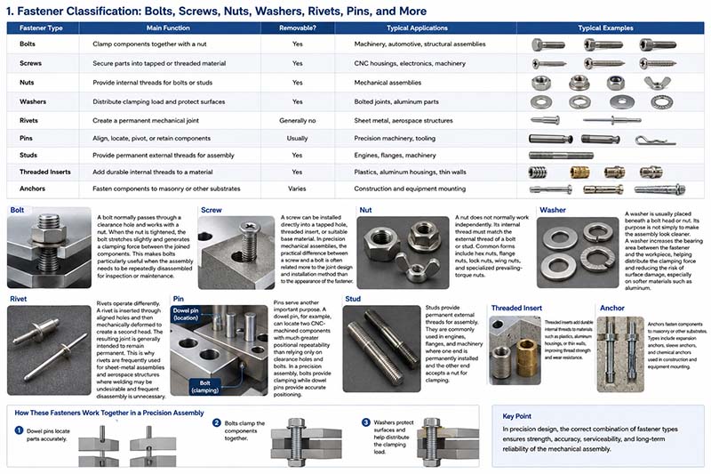 different types of fasteners