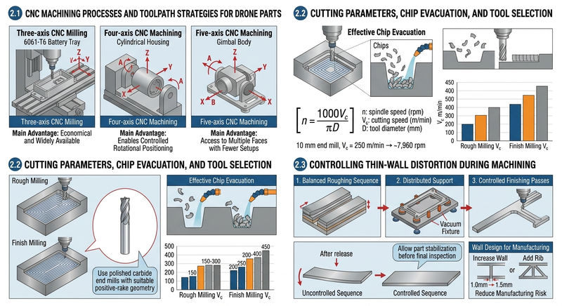 Aluminum 6061-T6 drone parts machining