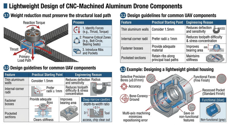 Aluminum 6061-T6 drone parts machining
